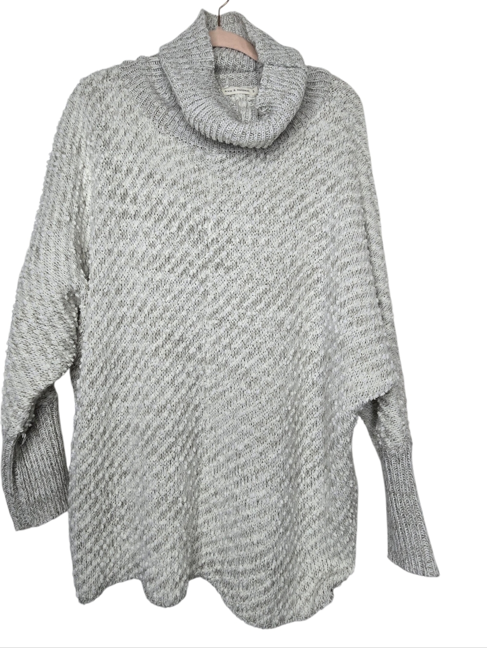 Moon & Madison popcorn knit slouchy oversized turtleneck sweater. 